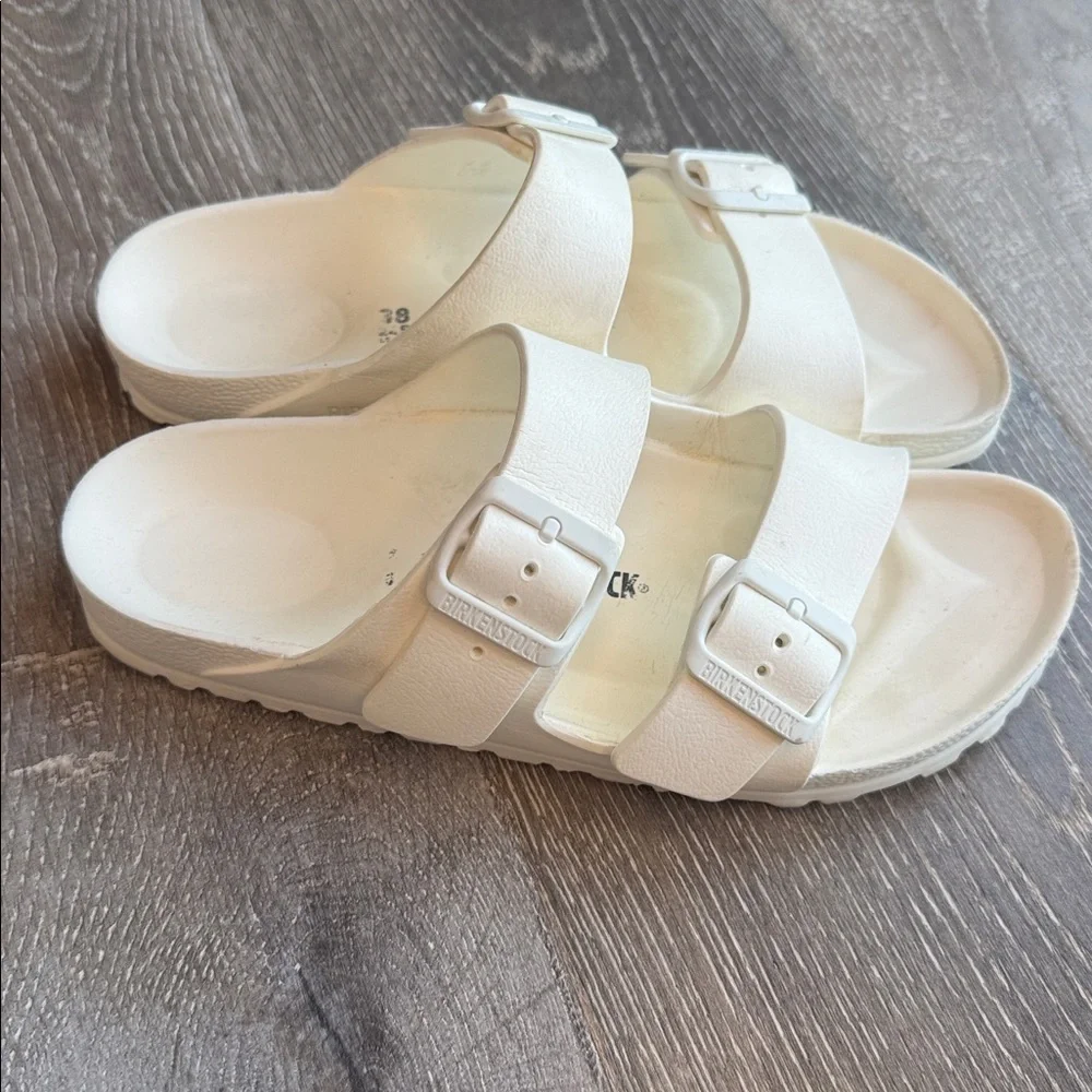 Pre-owned Birkenstock Arizona Essentials EVA L7 M5 Womens White Sandals AS0228 - Picture 2 of 5